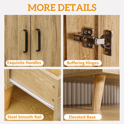 Corasoro Natural Wood Finish 2 Door Modern Wardrobe With 2 Drawers And Hanging Rail
