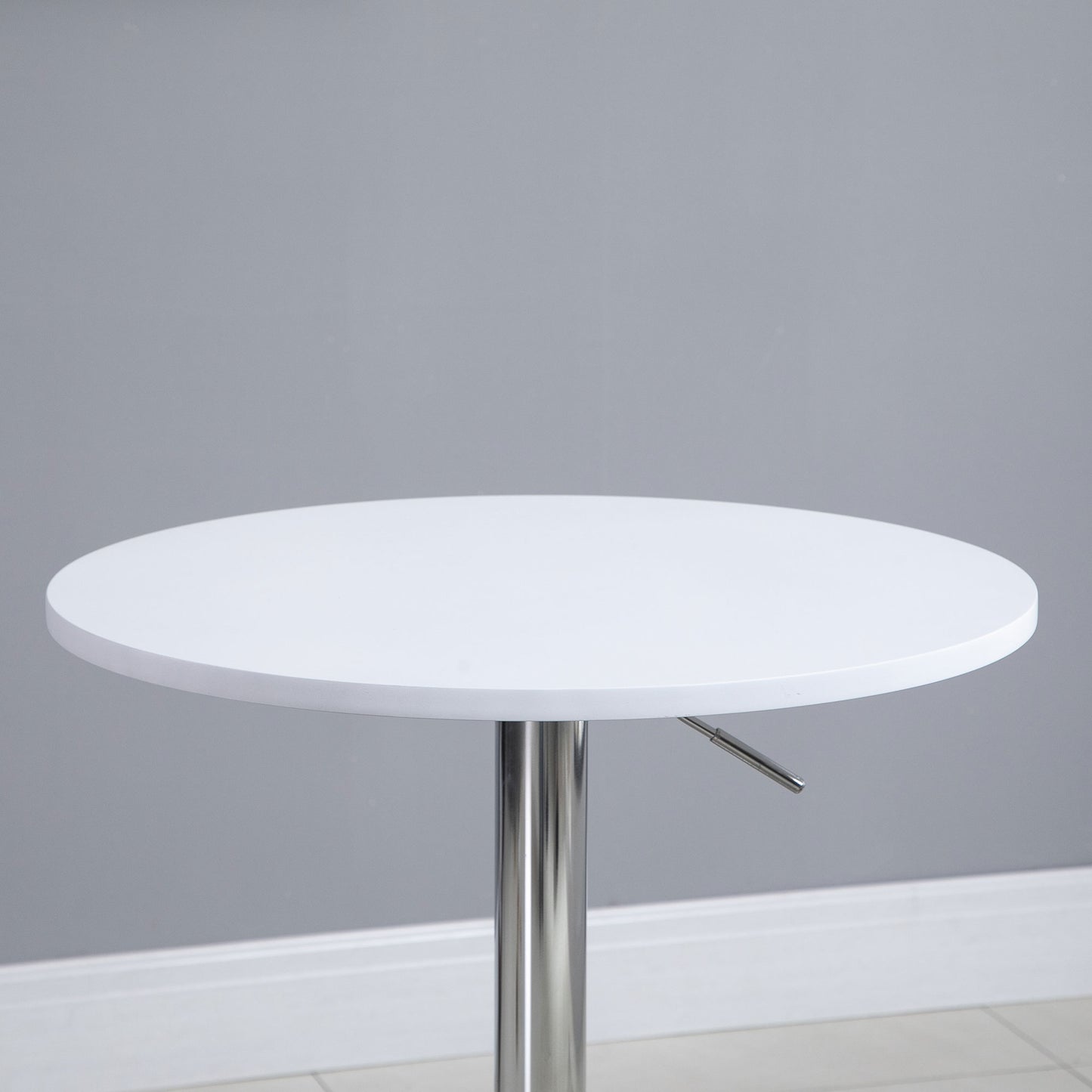 Rocolo Metal And Wooden White Adjustable H8 Round Bar Table With Swivel Top