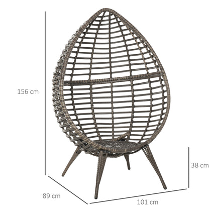 Luyono Rattan Rope Grey Teardrop Outdoor Egg Chair With Cushions