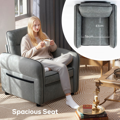 Pamazi Grey Faux Leather Accent Armchair