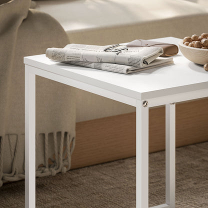 Sarela Set Of 2 Boxy Nesting Tables Wooden White And Wood Effect