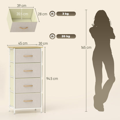 Limi Fabric And Metal Beige 4 Drawer Storage Chest