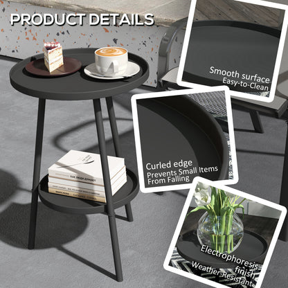 Tocore Metal Black 2 Tier Outdoor Garden Double Try Bistro Table