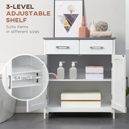 Tova White Bathroom Storage Cabinet With 2 Drawers Double Doors And Adjustable Shelves