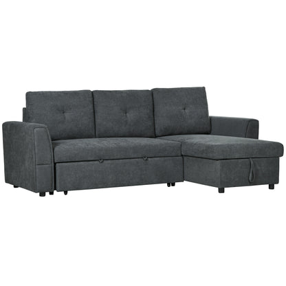 Moso Dark Grey Fabric 3 Seater Pull Out Sofa Bed With Hidden Storage