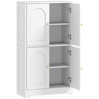 Suzino 110cm Wooden White 4 Door Kitchen Storage Cabinet With Adjustable Shelves