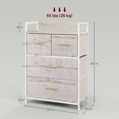 Palike Grey and White Wood Effect 4 Drawer Storage Chest