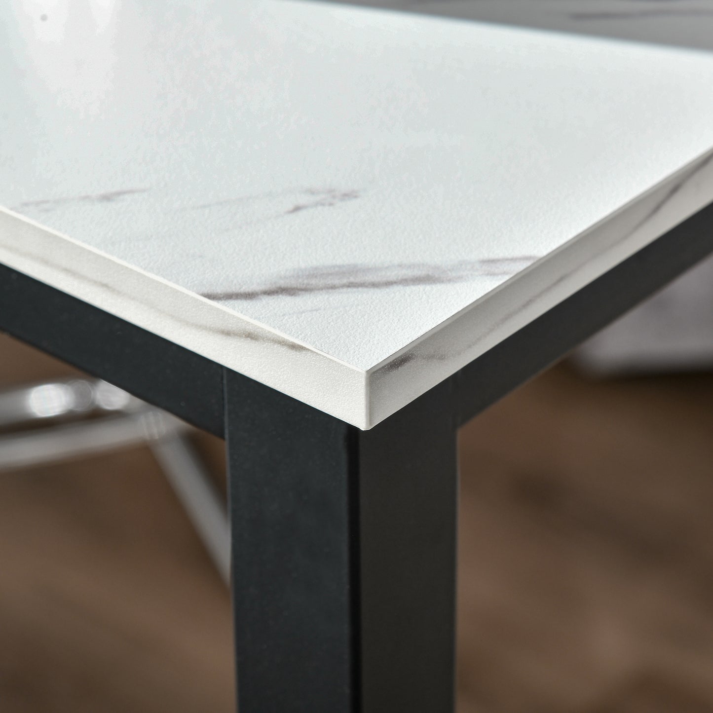 Nanotti Wooden White And Black Industrial Rectangular Bar Table For Small Spaces