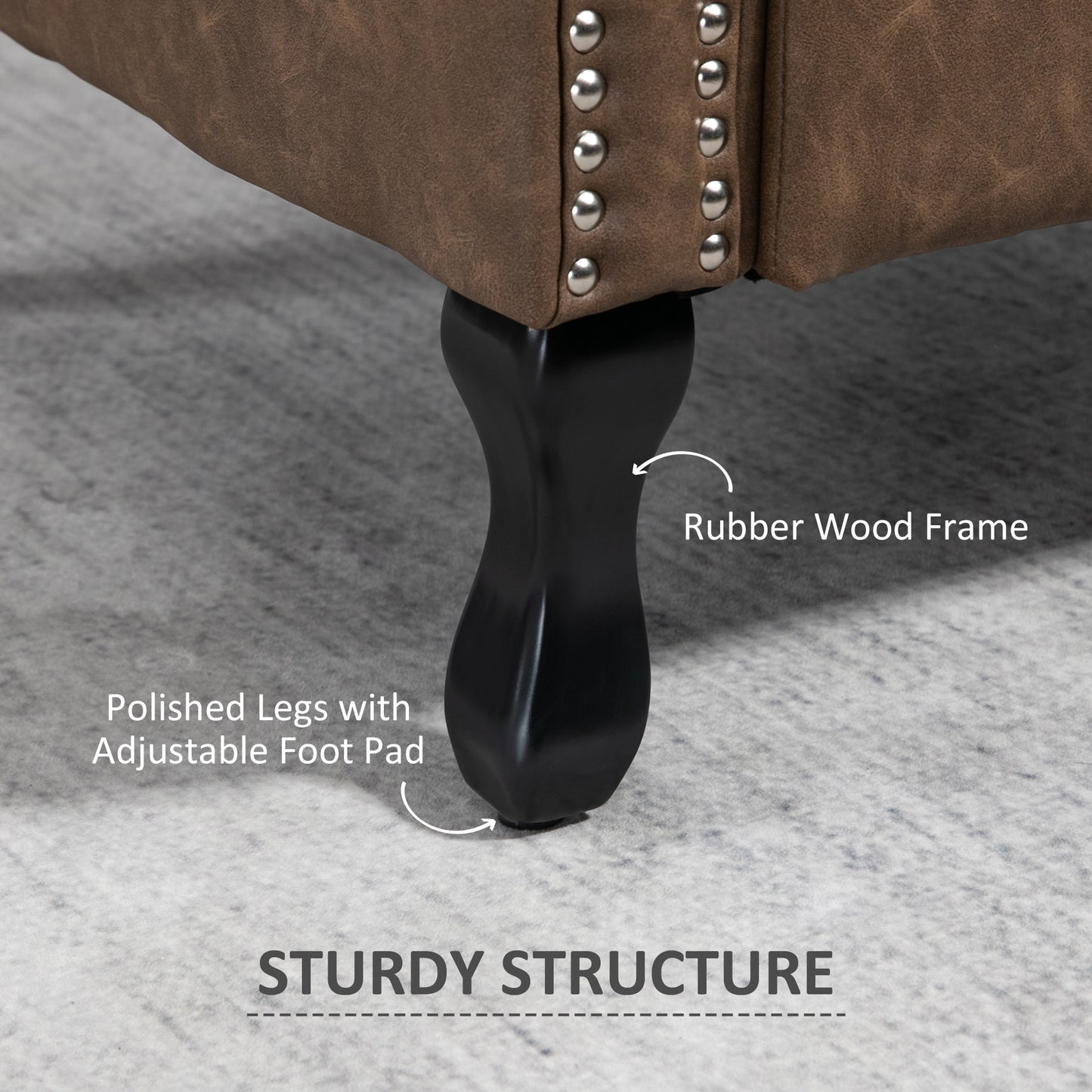Selato Fabric Brown Wingback Accent Chair With Chesterfield Style Tufting And Nailhead Trim