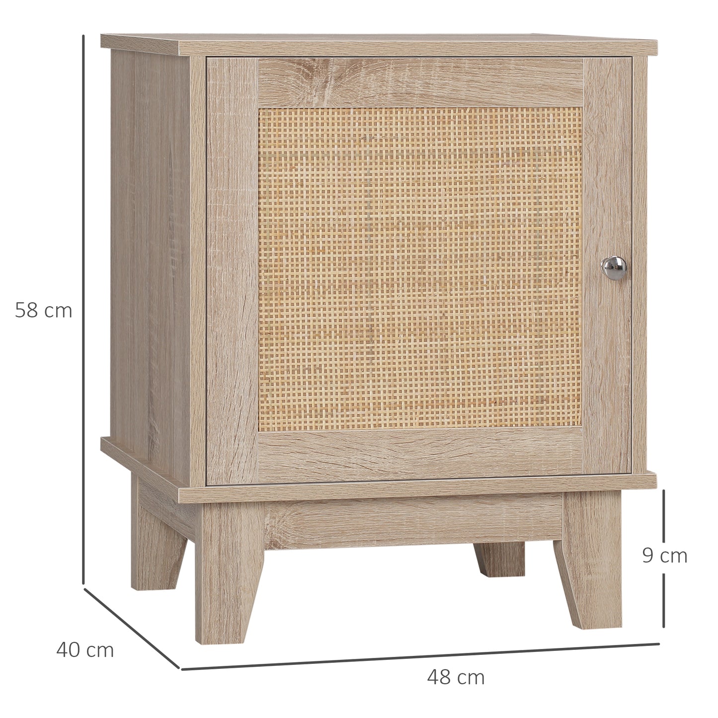 Rani Fini Wooden Natural Set Of 2 Bedside Tables With Rattan Door and Shelf