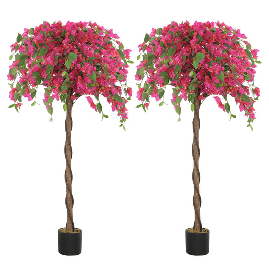Lecole Pair Of Artificial Murraya Blossom Trees In Pots H8 120cm Red
