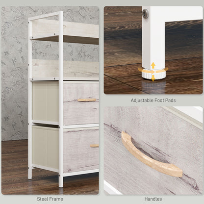 Nakatte White Metal and Grey Fabric 5 Drawer Storage Chest
