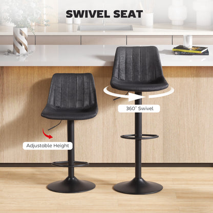 Nalo Set Of 2 Black Leathaire Upholstered Tub Style Bar Stools