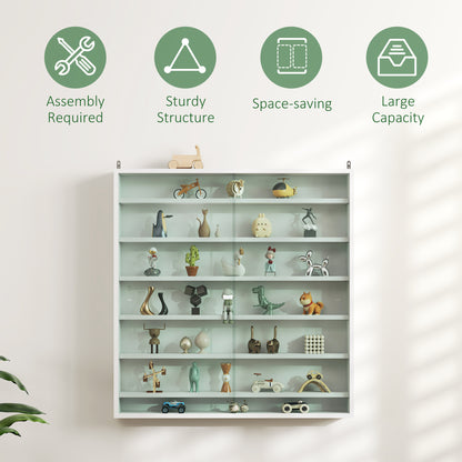 Bazizi Kedi Wood And Glass White 6 Tier Display Cabinet With Glass Doors