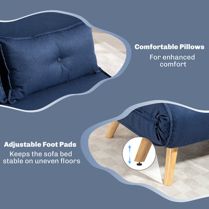 Roluzi Linen Look Dark Blue 2 Seater Sofa Bed