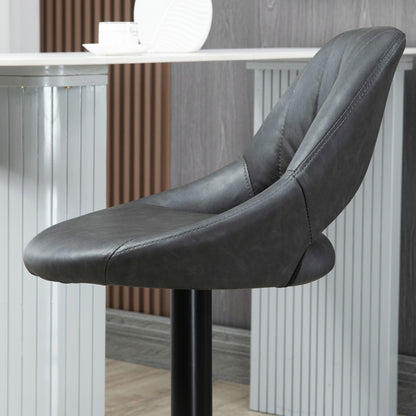 Dova Lure Faux Leather Grey Swivel Bar Stools Set Of 2 With Backrest And Footrest
