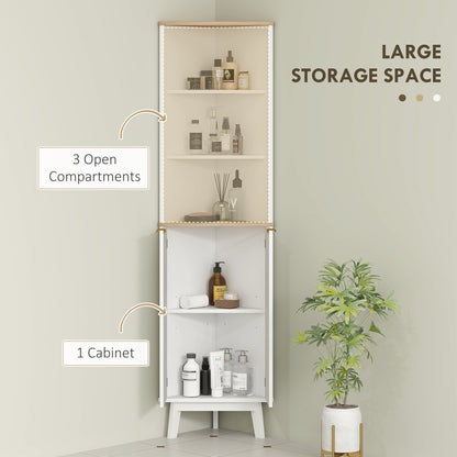 Ledira Tall Slim Freestanding Bathroom Storage Cabinet With Curved Profile Doors And Adjustable Shelves White