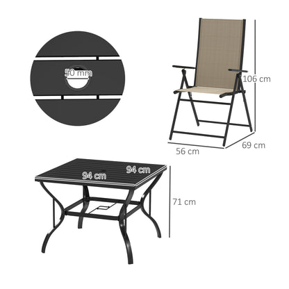 Yodiro 4 Seater Cream Mesh and Steel Frame Dining Patio