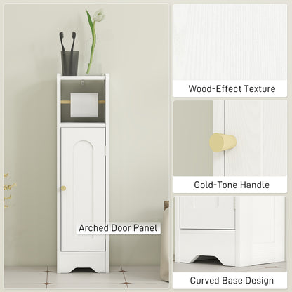 Luluno Compact Bathroom Storage Cabinet With Toilet Roll Holder White