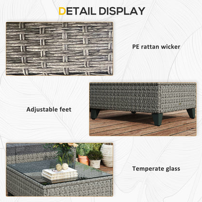 Vema Rattan Dark Grey L Shaped Outdoor Corner Sofa Set With Footstools And Coffee Table