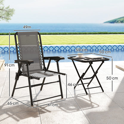 Lano Metal Dark Grey Mesh 3 Piece Garden Bistro Table And Chair Set