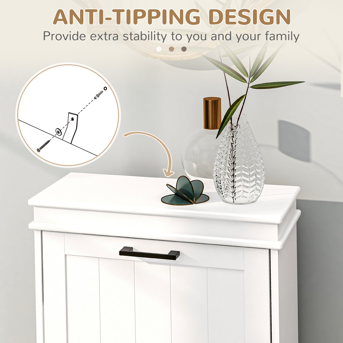 Bana Wooden White Minimal 2 Drawer Shoe Cabinet For 10 Pairs