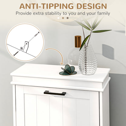 Bana Wooden White Minimal 2 Drawer Shoe Cabinet For 10 Pairs
