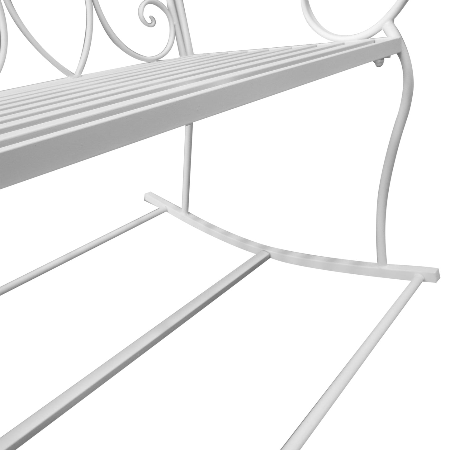Yomino Steel White 2 Seater Outdoor Rocking Garden Bench With Decorative Backrest
