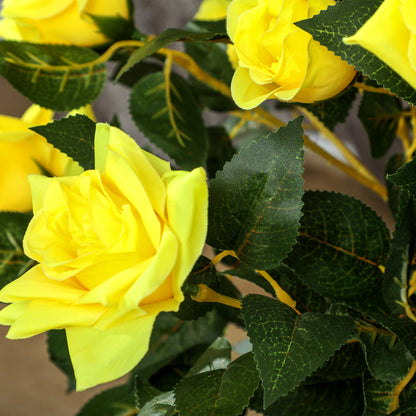 Velelo Set Of 2 Artificial White Rose Floral Plants In Pots H8 90cm Yellow