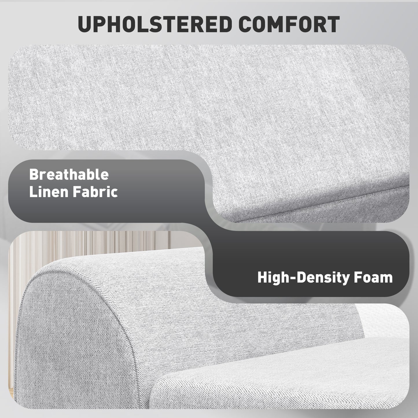 Nesama Linen Light Grey Storage Bench With Armrest