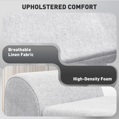 Nesama Linen Light Grey Storage Bench With Armrest