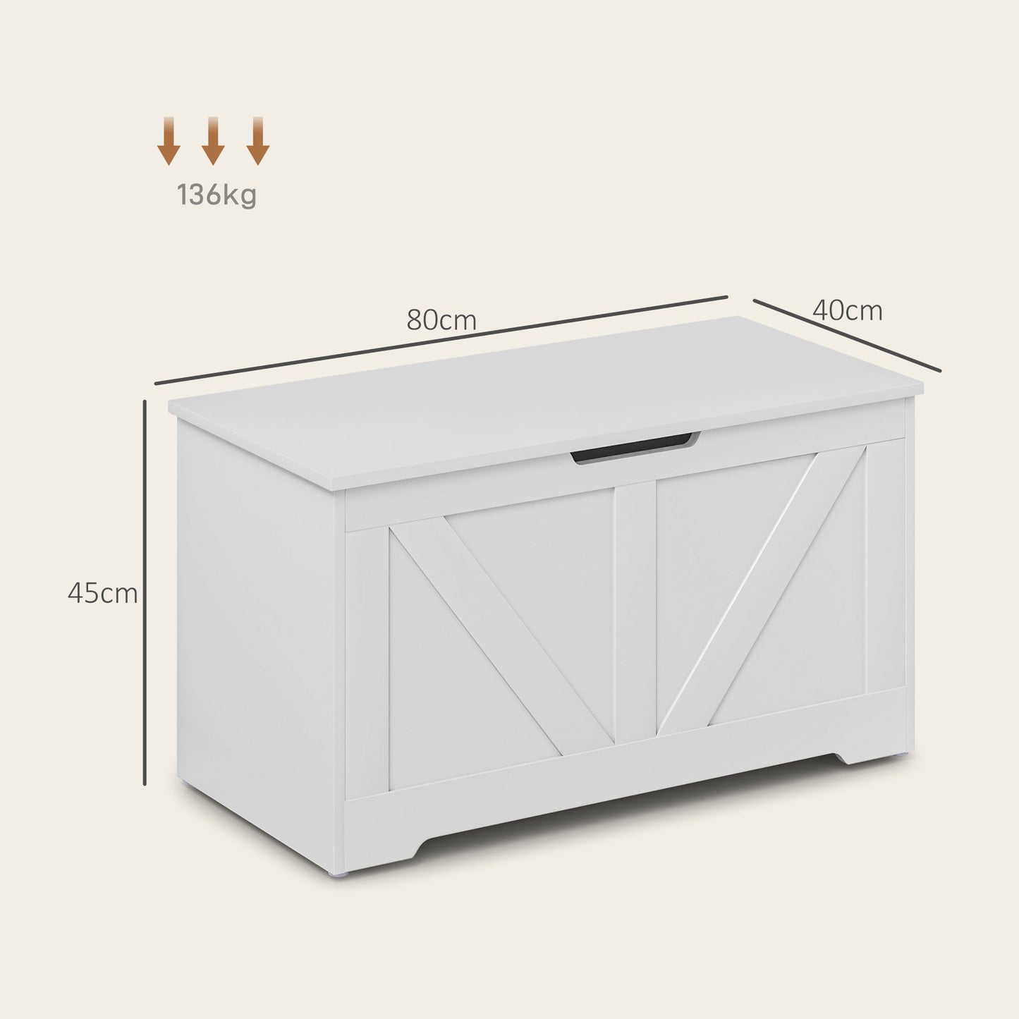 Kamari White Wood Farmhouse Storage Chest Safety Hinges 100 Litre