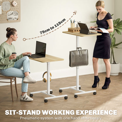 Noyoti White And Wood Effect Adjustable Laptop Stand Desk