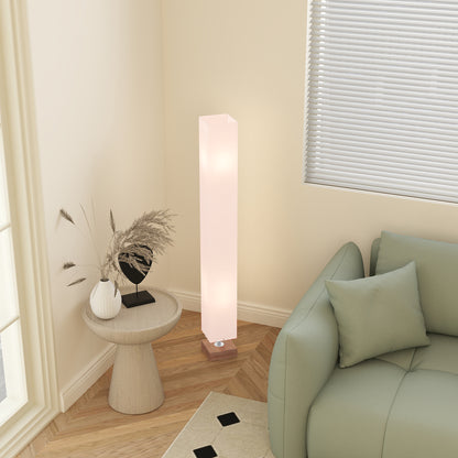 Talini Pine Wood And Fabric Natural Standing Floor Lamp With Linen Shade 120cm