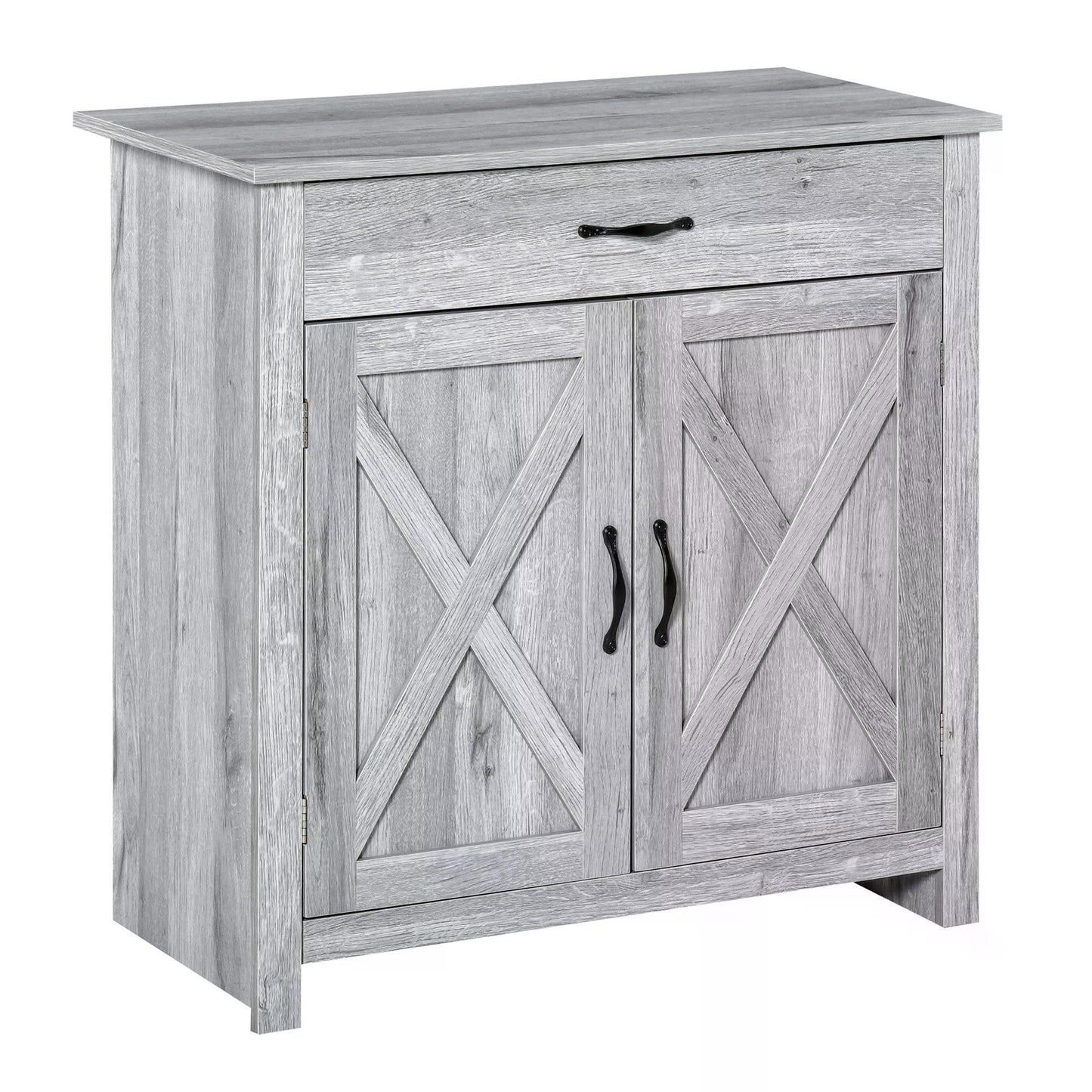 Toro Noyo Grey Wood Farmhouse Style Sideboard With Sliding Barn Doors