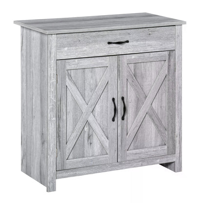 Toro Noyo Grey Wood Farmhouse Style Sideboard With Sliding Barn Doors