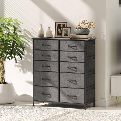 Babara Fabric And Metal Charcoal Grey 10 Drawer Storage Chest