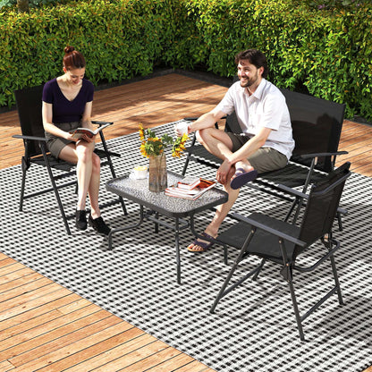 Mavi Metal Black and Mesh 4 Seater Outdoor Garden Sofa Set