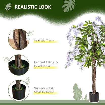 Necoco Set Of 2 Artificial Wisteria Floral Style Plants In Pots H8 100cm