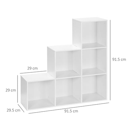 Yora Wood White 3 Tier 6 Cube Storage Bookcase
