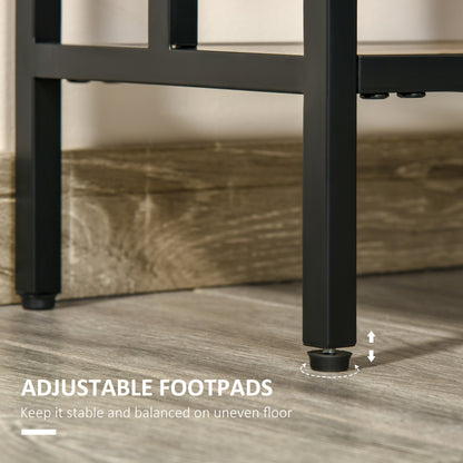 Sanero 106cm Metal And Wooden Rustic Brown Narrow Industrial Console Table With Storage Shelf