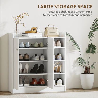 Rala Wooden White Shoe Cupboard With 2 Doors 9 Shelves
