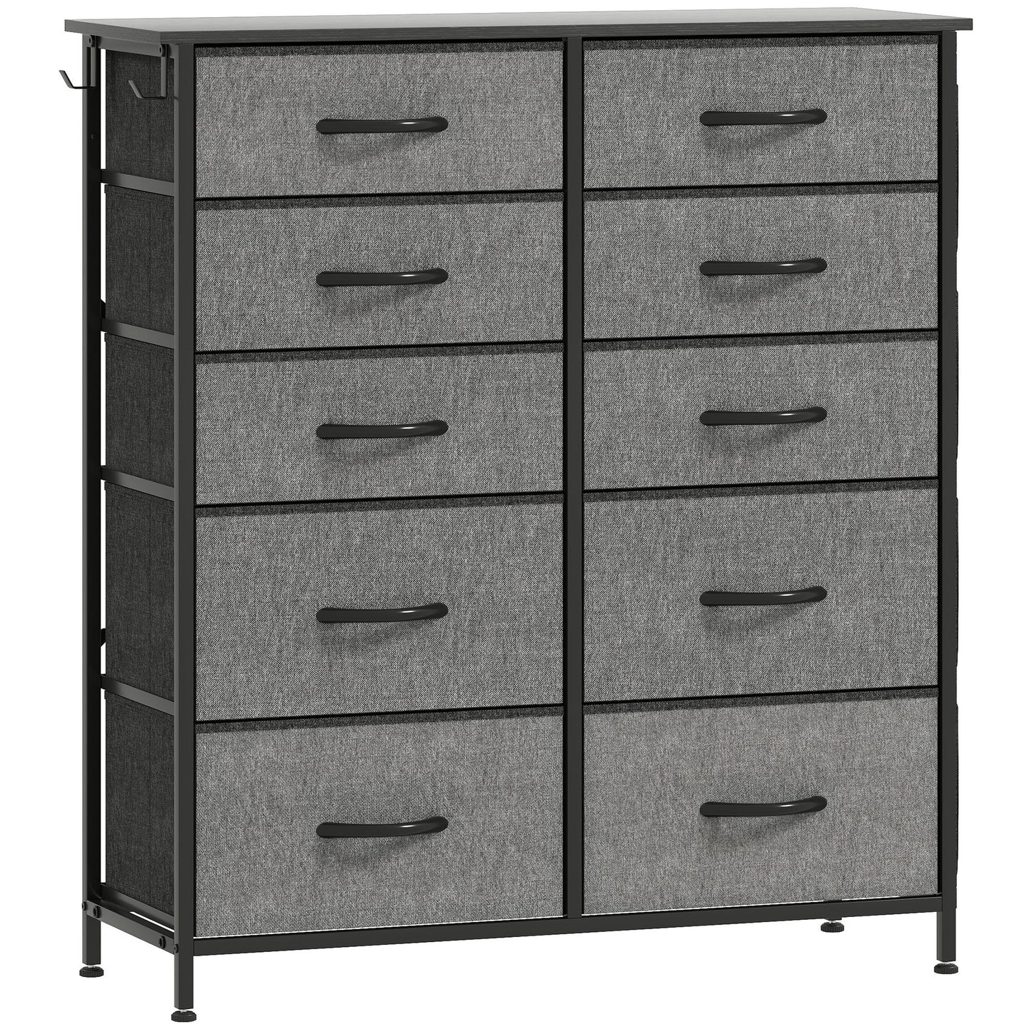 Babara Fabric And Metal Charcoal Grey 10 Drawer Storage Chest