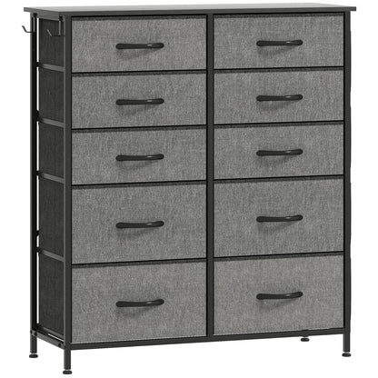 Babara Fabric And Metal Charcoal Grey 10 Drawer Storage Chest