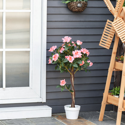 Lizi Dimo Set Of 2 Artificial Pink Rose Floral Plants In Pots H8 90cm