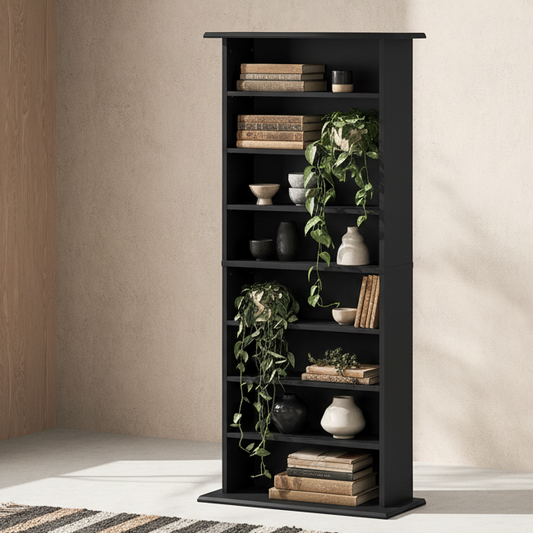 Kael 126cm Wood Black Bookcase Storage Unit Shelving Unit