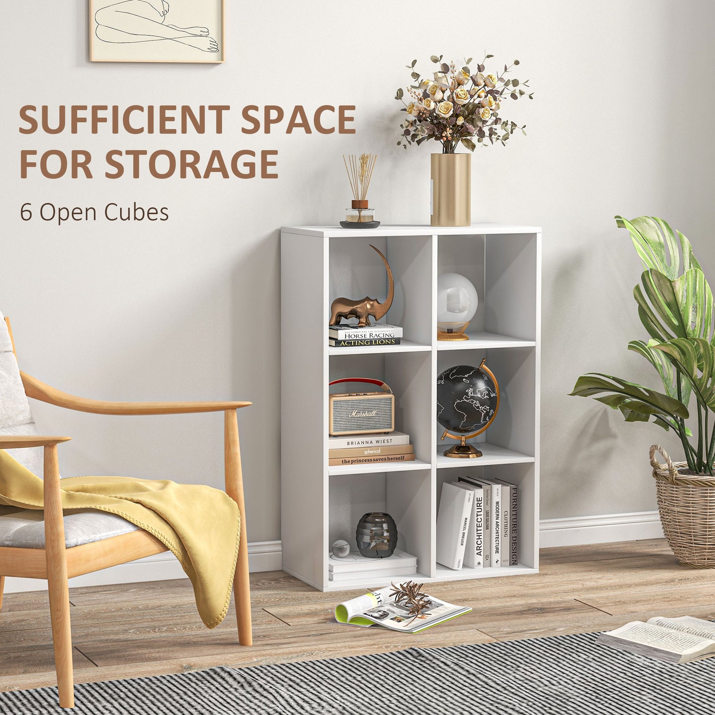 Kapa Rayo Wood White 6 Cube Storage Bookcase