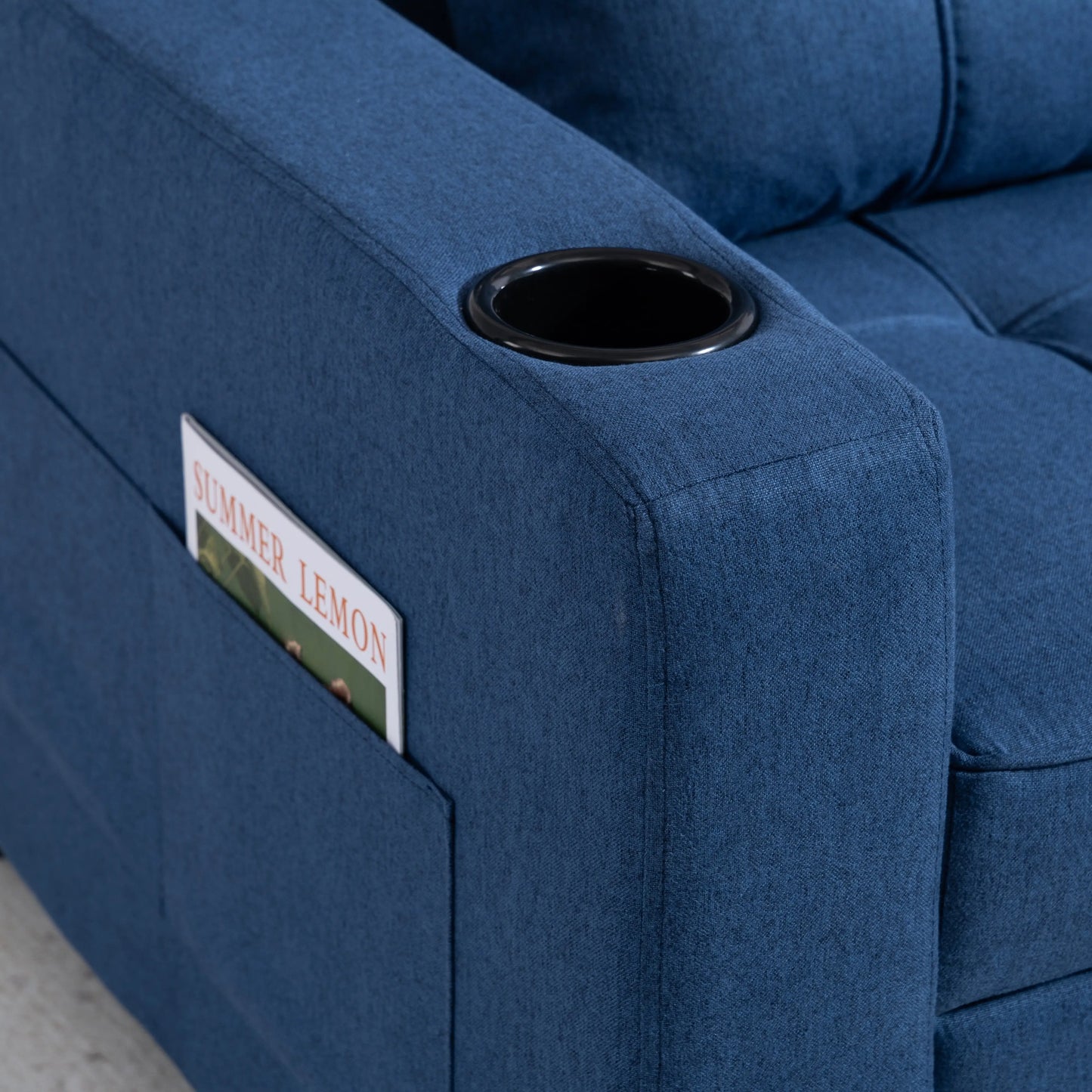 Norapa Fabric Dark Blue 3 In One Convertible Single Sofa Bed