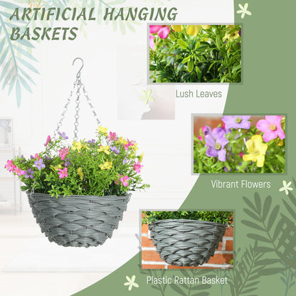 Viravi Set Of 2 Hanging Artificial Cosmos Flower Displays In Mixed Colours