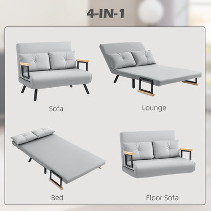 Pazike Light Grey 4 In One Convertible Double Sofa Bed With Cushions